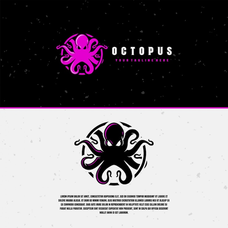 Vector paars en zwart octopus logo sjabloon