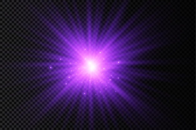 Paars gloeiend licht uitbarsting gloed helder ster violet zonnestralen lichteffect zonneschijn