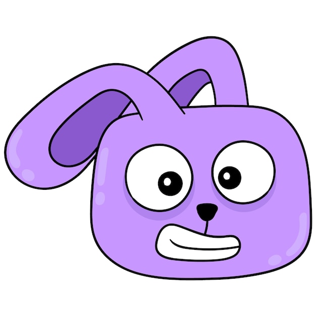 Paars konijn hoofd woedend gapen, vector illustratie karton emoticon. doodle pictogram tekening