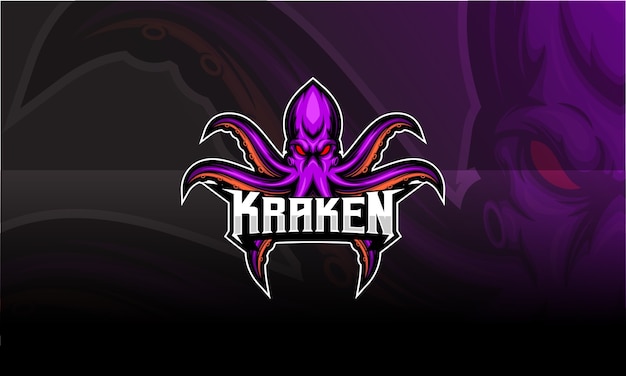 Paars kraken mascotte logo ontwerp