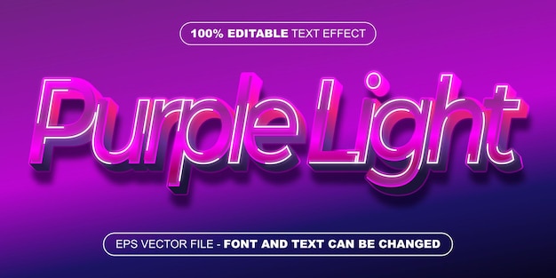 Paars licht 3d bewerkbaar teksteffect