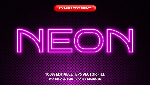 Paars neon teksteffect met een paarse achtergrond