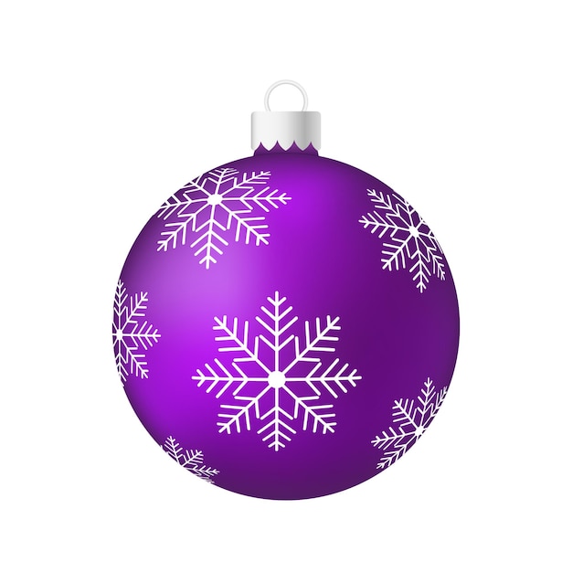 Paars violet kerstboomspeelgoed of bal Volumetrische en realistische kleurenillustratie