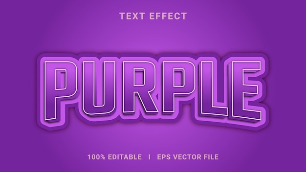 Paarse 3D bewerkbare teksteffect premium vector voor illustrator