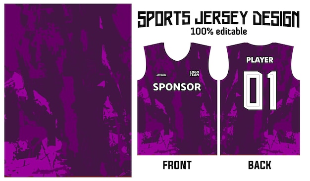 paarse achtergrond jersey ontwerp voor sportuniform