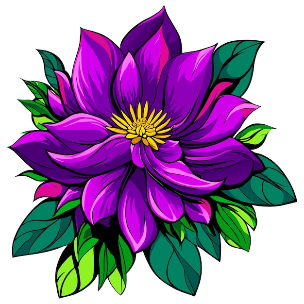 Vector paarse bloem en blad vector illustratie