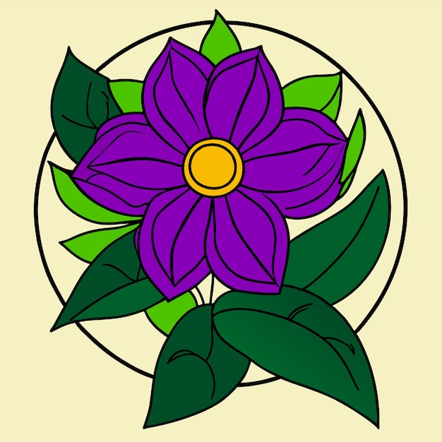 paarse bloem en blad vector illustratie