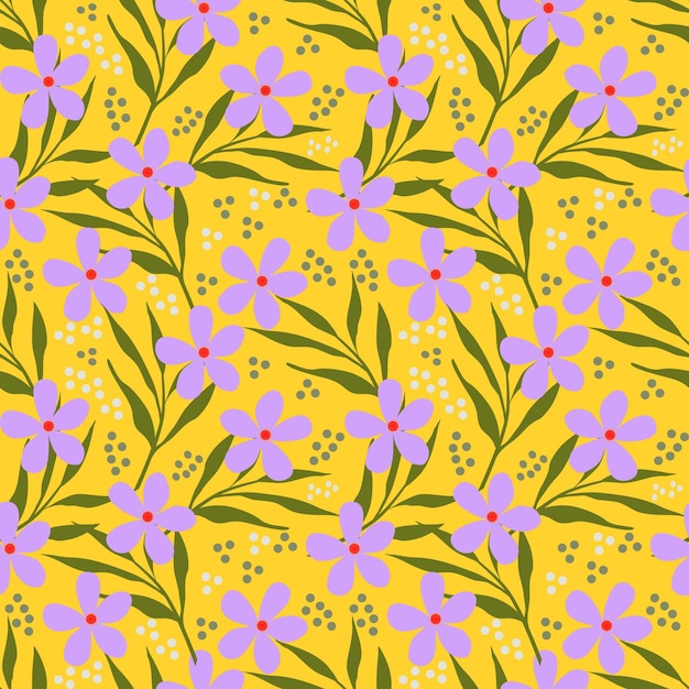 Paarse bloemen op een gele achtergrond