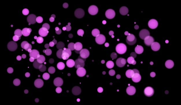 Paarse bokeh achtergrond met zachte gloeiende cirkels op donkere achtergrond Zacht lichtvervaag effect voor abstracte futuristische of feestelijke vectorontwerpen en overlays