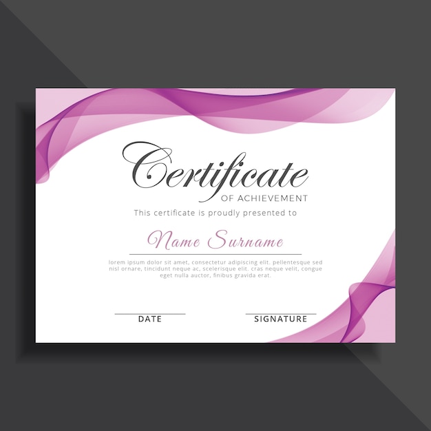 Vector paarse certificaatsjabloonontwerp