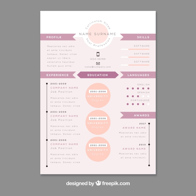 Vector paarse cv-sjabloon