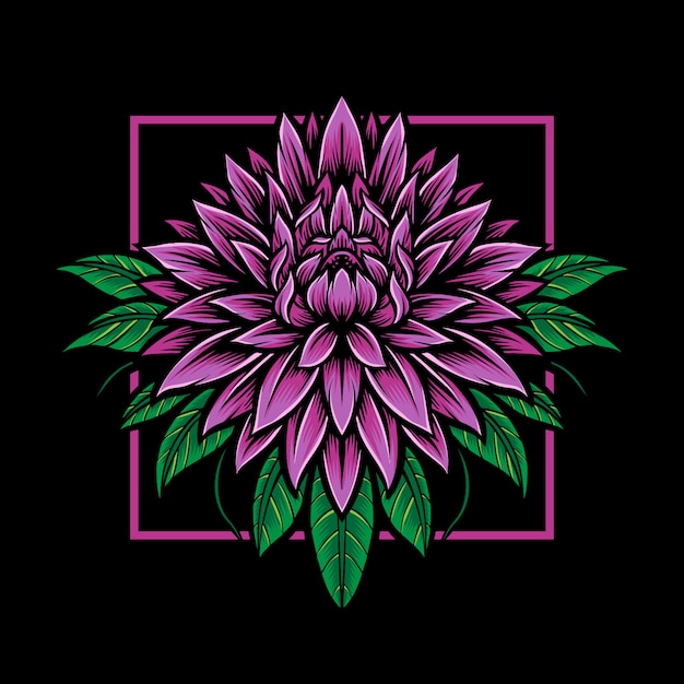 Paarse dahlia bloem logo