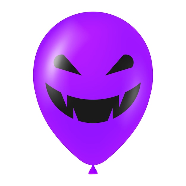 Vector paarse de ballonillustratie van halloween met eng en grappig gezicht