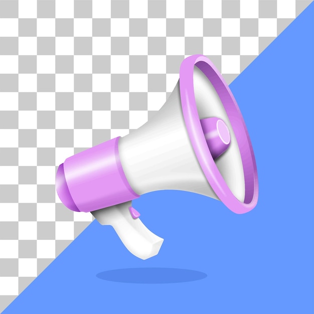 Vector paarse en witte megafoon vector 3d realistische illustratie