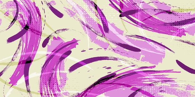 Paarse Grunge penseel achtergrond met halftone effect Sport achtergrond met penseel stijl textuur elementen
