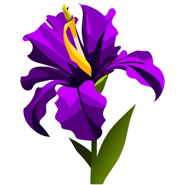 Vector paarse irisbloem met felgele elementen op de bloemblaadjes
