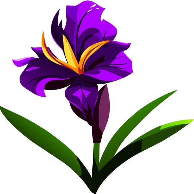 Vector paarse irisbloem met felgele elementen op de bloemblaadjes