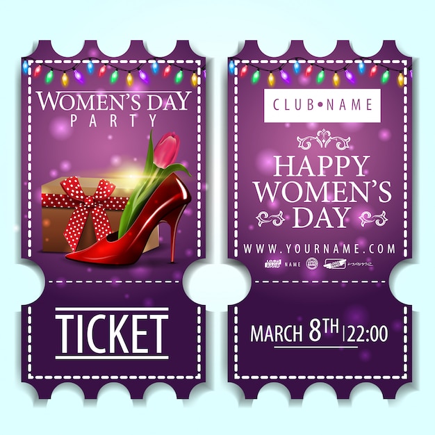 Paarse kaart voor het vrouwendagfeest met damesschoen