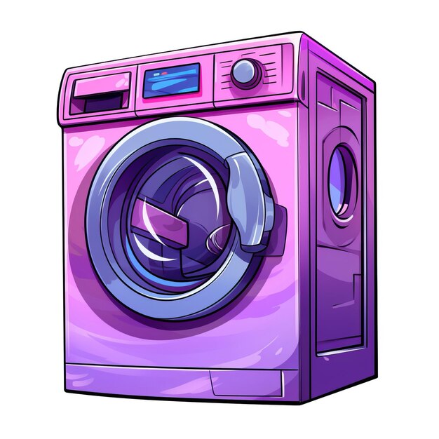 Paarse kleur Wasmachine cartoon vector witte backgro