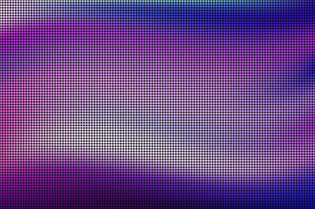 Vector paarse led scherm macro textuur met gloeiende cirkel pixels vector illustratie digitale achtergrond van blauwe videowall elektronische diode tv-paneel