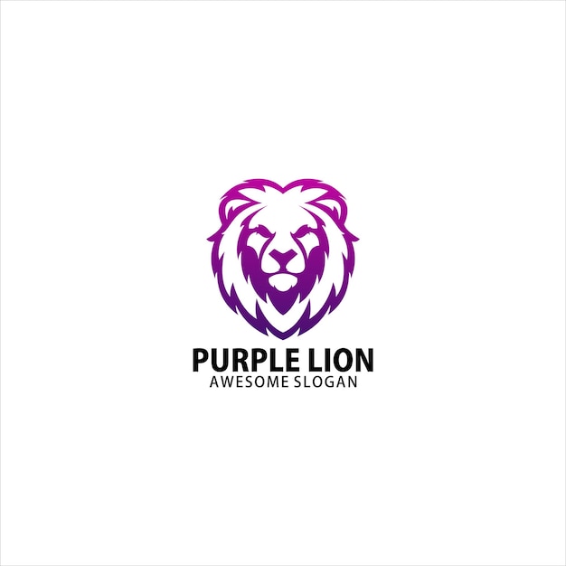 Paarse leeuw logo ontwerp gradiënt lijntekeningen