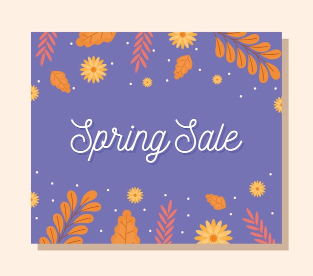 paarse lente sale banner met bloemen