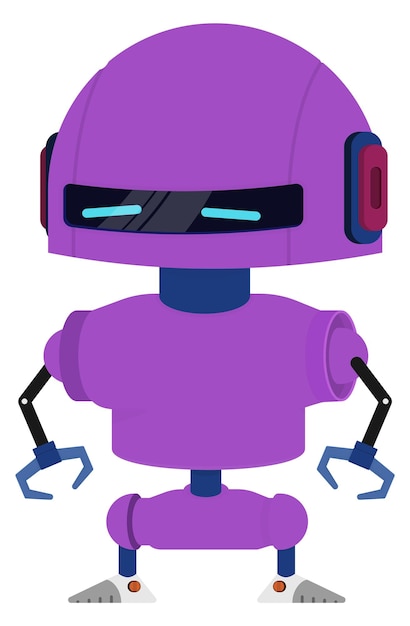 Paarse robot Futuristische technologie mascotte Cartoon android