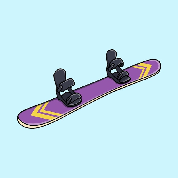 Vector paarse snowboard met bindingen