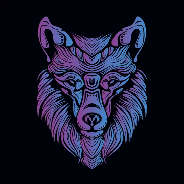 Vector paarse wolf hoofd illustratie