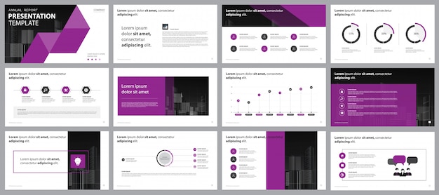 Paarse zakelijke presentatie pagina-indeling ontwerpsjabloon