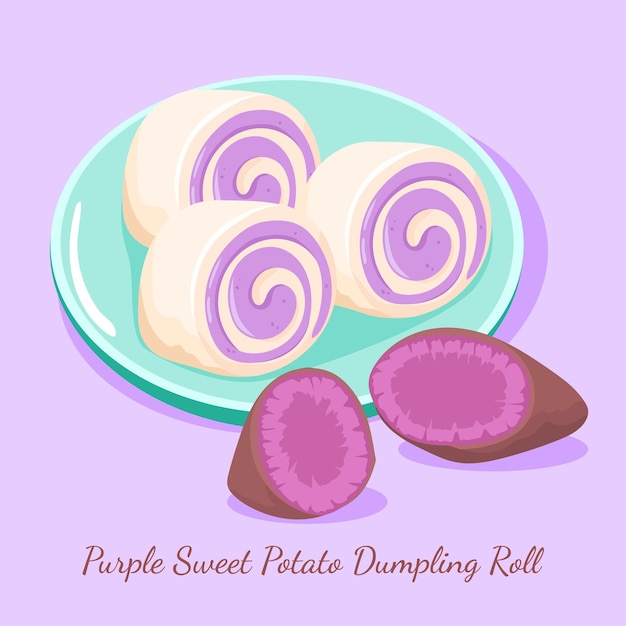 Paarse Zoete Aardappel Dumpling Roll