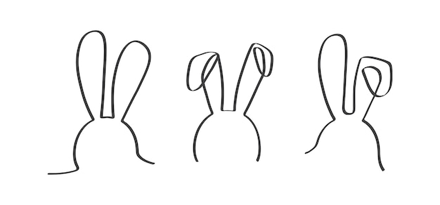 Paashaas continu één lijn vector pictogram tekening konijn overzicht oren dierlijke minimale contour