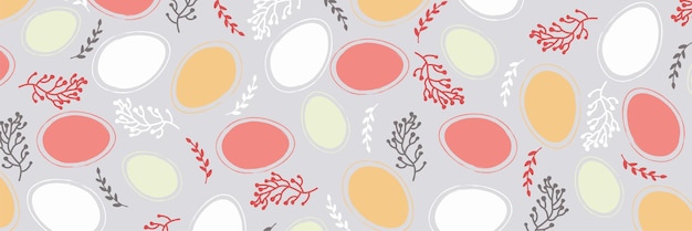 Paasontwerp met eieren en bloemen in pastelkleuren Horizontale poster