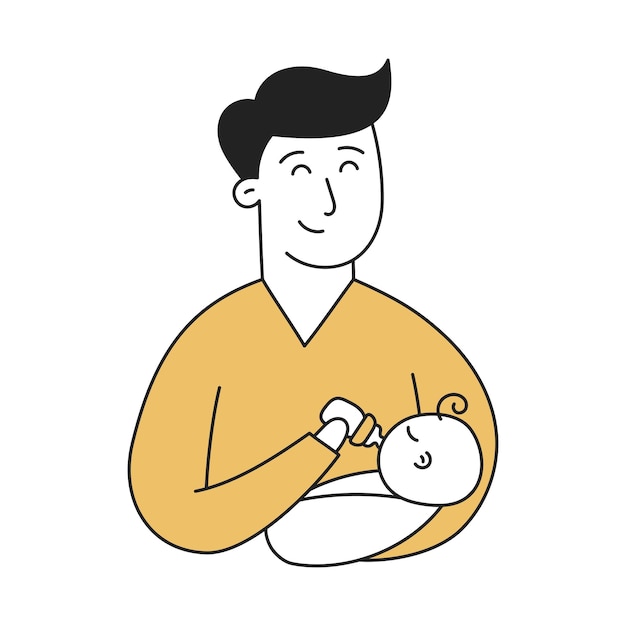 Paced bottle feeding hand drawn kid and family doodle icon