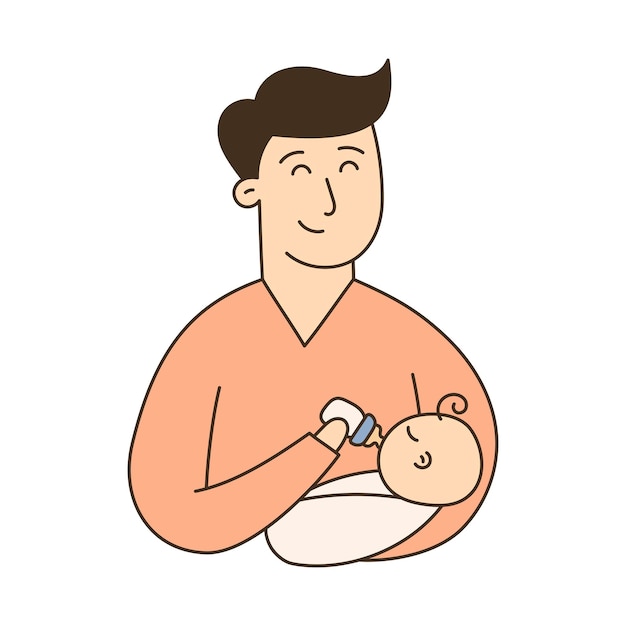 Paced flesvoeding Hand Drawn Kid en Family doodle icon