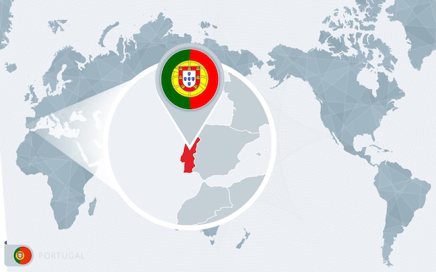 Vetores de Localização De Portugal No Mapamúndi Marcada Com O