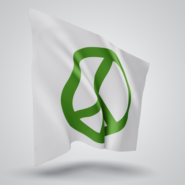 Pacifisme, vector 3d vlag geïsoleerd op een witte achtergrond