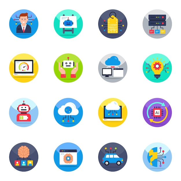 Pack of Ai and Technology Flat Icons