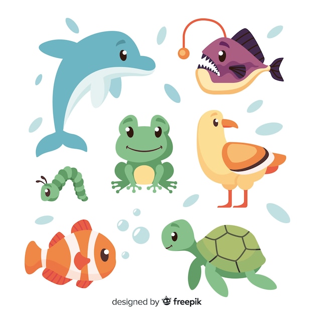 Vector pack of animals in children's style