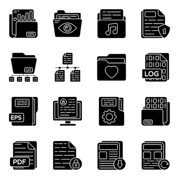 Pack of Archive Glyph Icons