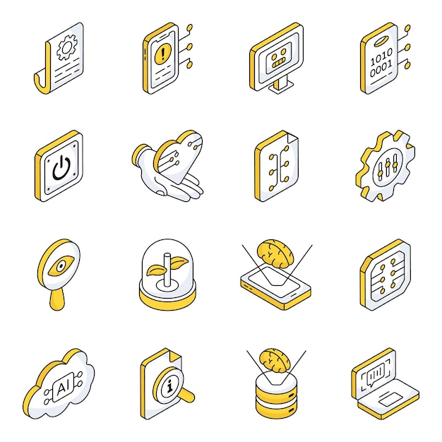 Pack of artificial intelligence icons Perfect match for website and Mobile UI Application