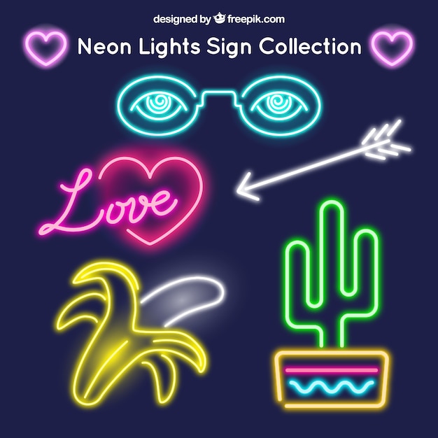 Confezione di insegne al neon assortiti