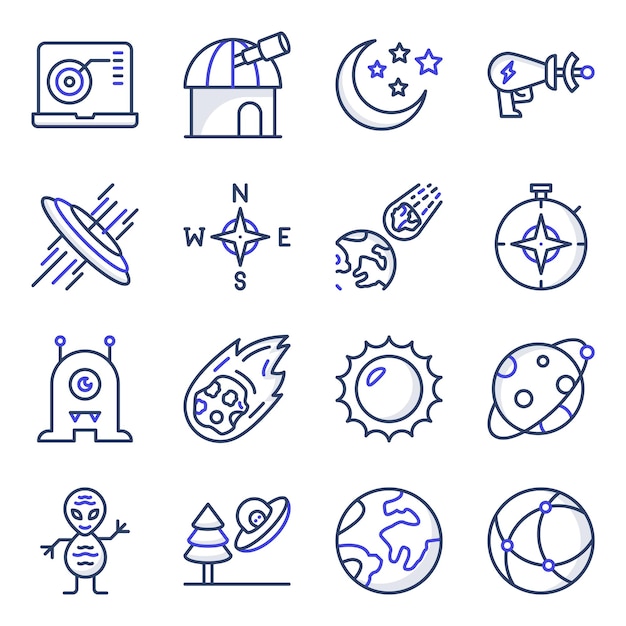 Pack of Astrophysics Flat Icons