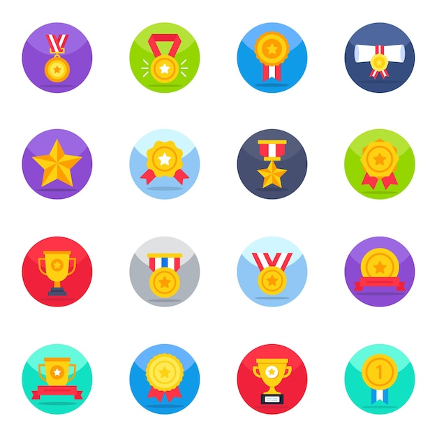 pack of awards flat icons