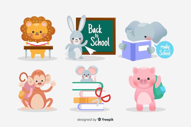 Pack of back to school animals