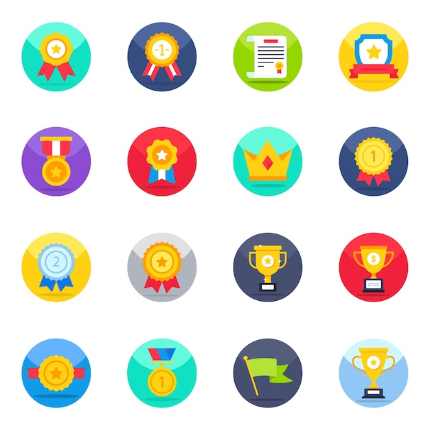 pack of badges flat icons