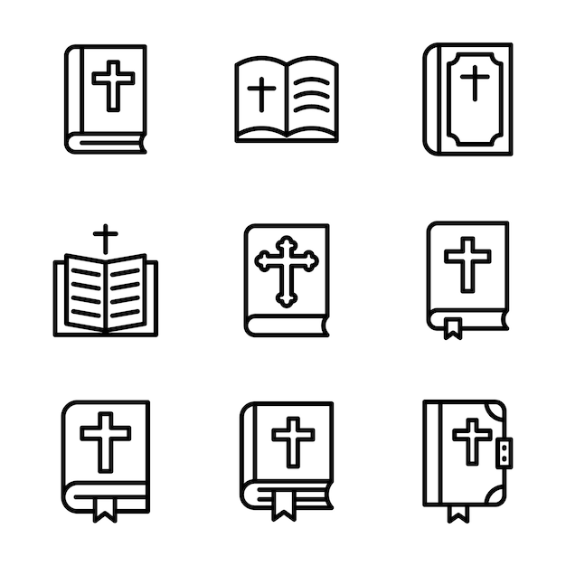 Vector pack of bible line icon