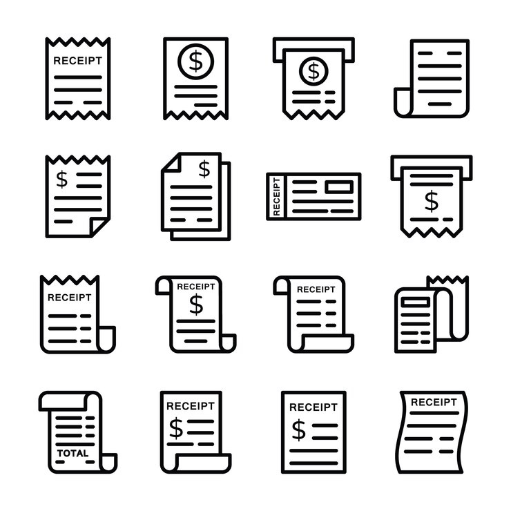 Vector pack of billing receipt icons