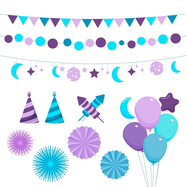 Pack of birthday decoration elements