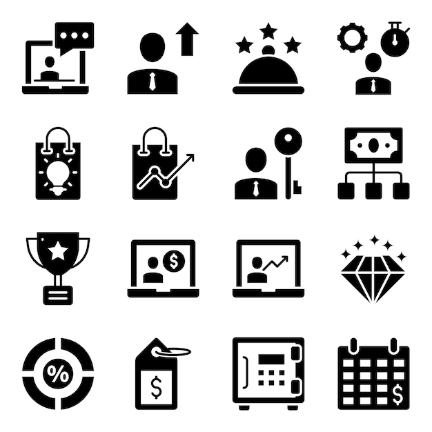 Pack of Business and Ecommerce Glyph Icons